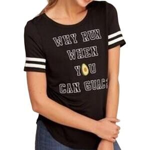 Hollister Why Run When You Can Guac? T-Shirt Short Sleeve Crew Neck Black Large